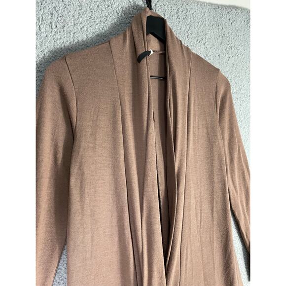 Rags & Couture Small Tan Drape Open Front Lightweight Knit Cardigan Sweater - Picture 6 of 8